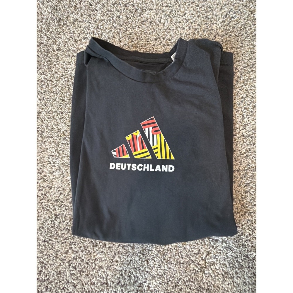 XL ADIDAS Black Mens DEUTSCHER BUND Germany Soccer 2 Sided Graphic Shirt - Picture 6 of 6
